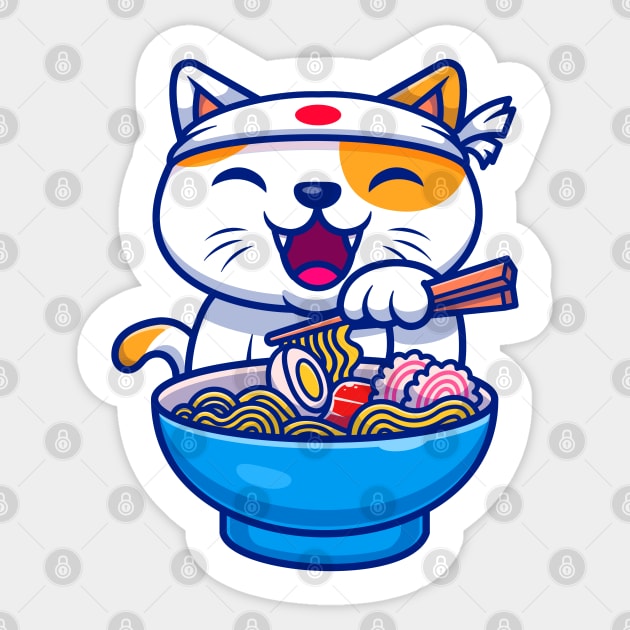 Ramen Cat Sticker by machmigo